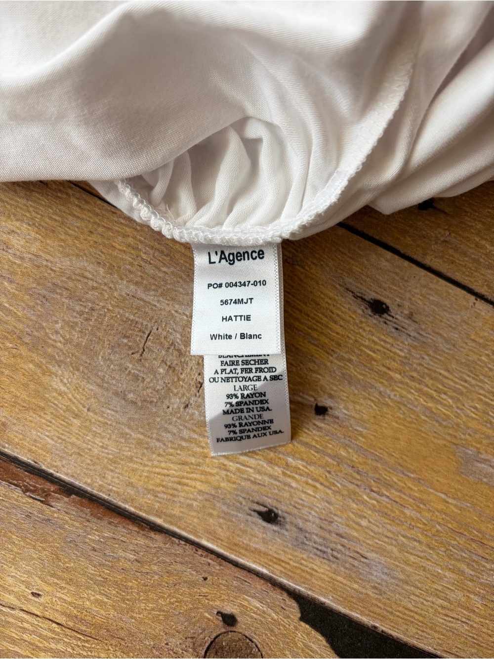 L'AGENCE NWOT Hattie Top in White-size Large - Picture 6 of 7
